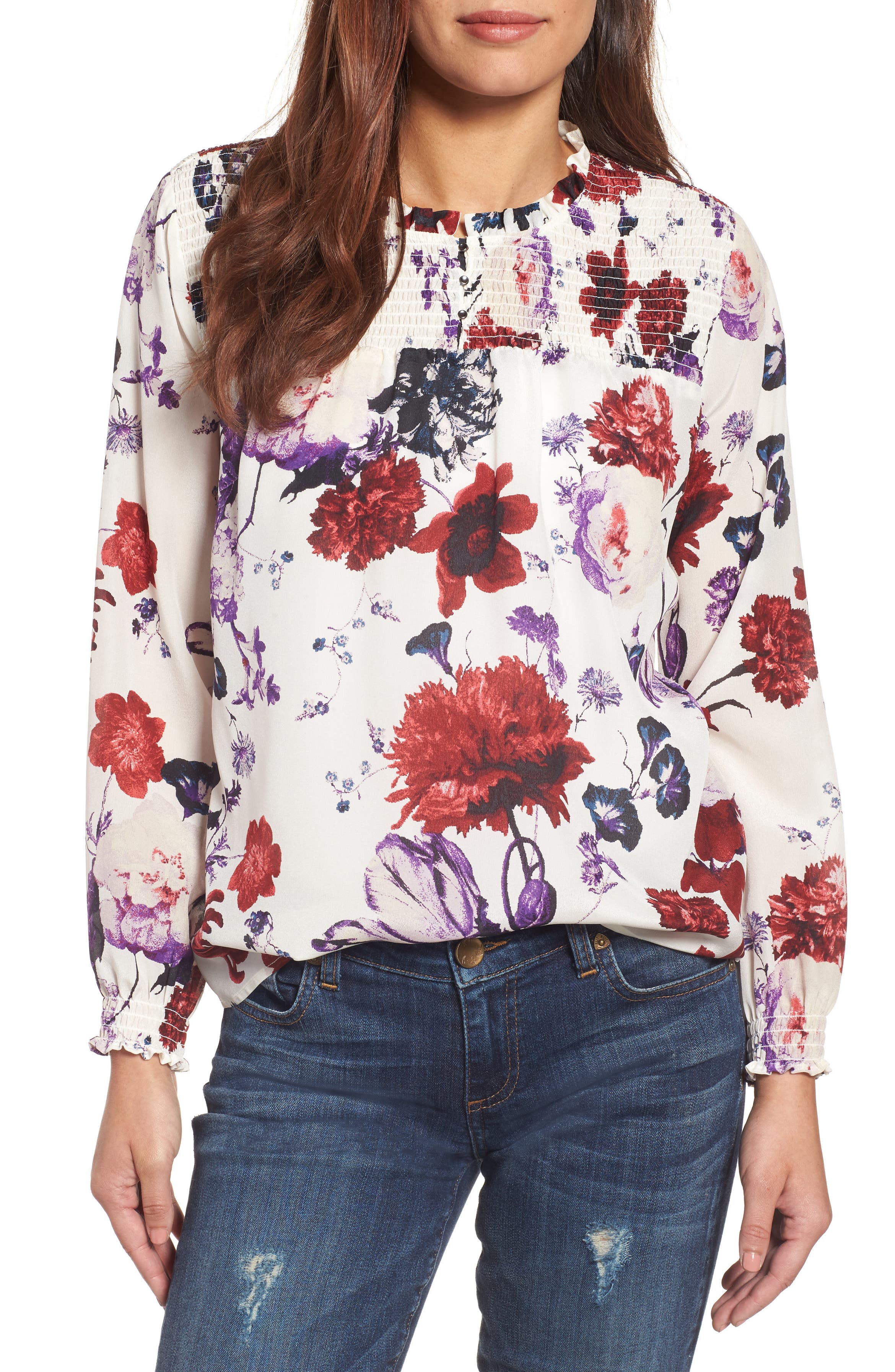 Lucky Brand Open Floral Print Top | Nordstrom