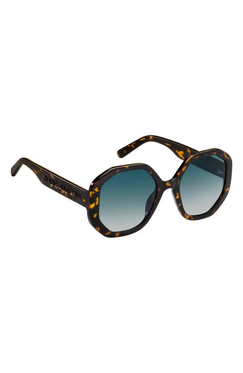 Shop Marc Jacobs 53mm Gradient Round Sunglasses In Havana/blue Shaded