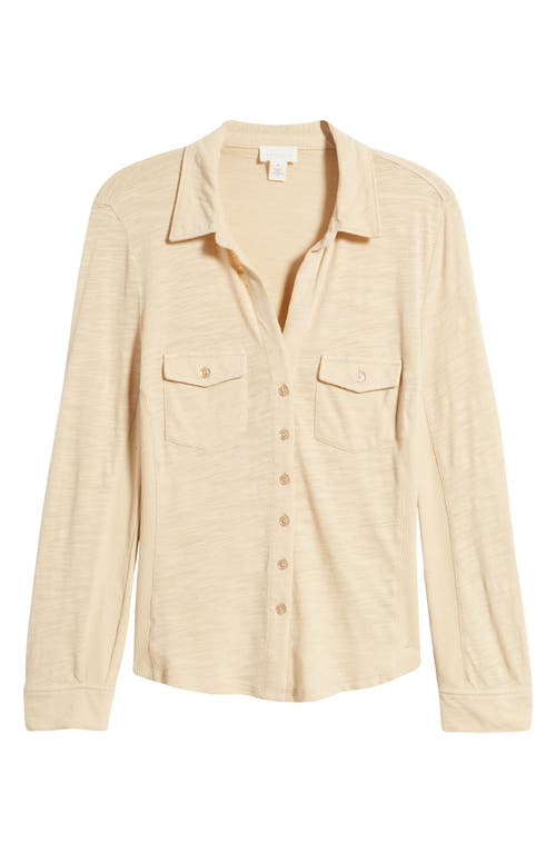 Shop Caslonr Caslon(r) Roll Tab Knit Shirt In Tan Safari