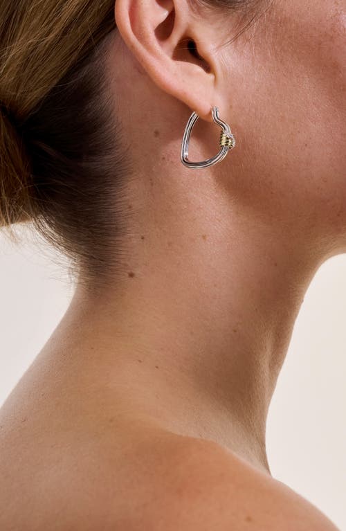 John Hardy Bamboo Collection Heart Hoop Earrings In Silver And Gold
