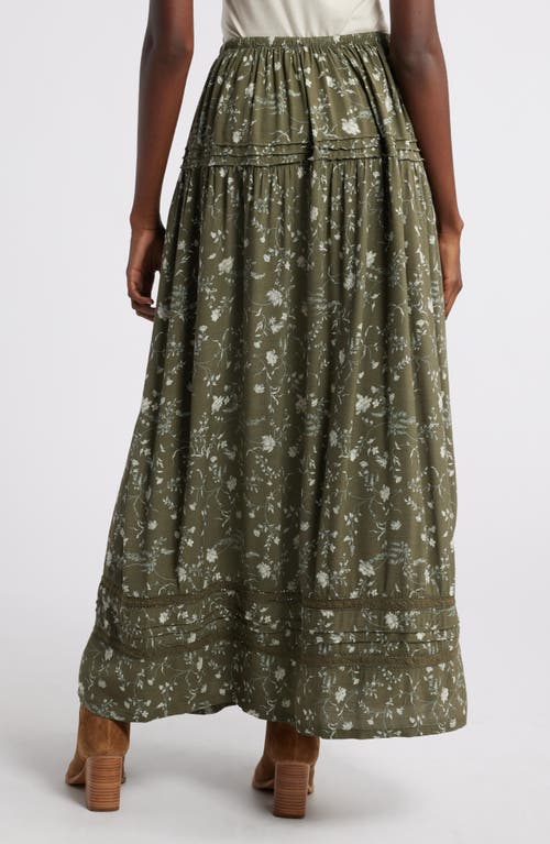 Shop Treasure & Bond Lace Inset Maxi Skirt In Olive- Green Wild Vine