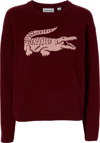 Lacoste Big Croc Cashmere Wool Crewneck Sweater Nordstrom