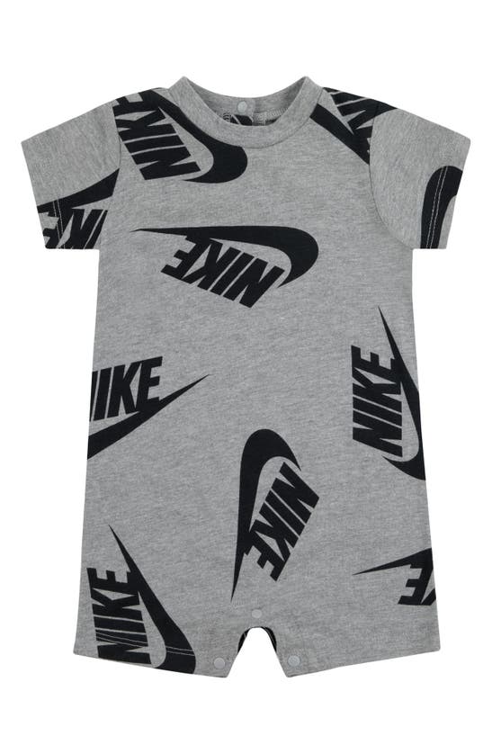 Nike Babies' Futura Swoosh Print Romper In Dark Grey Heather