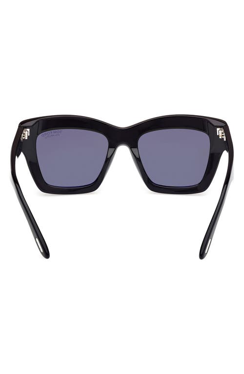 Shop Tom Ford Luna 52mm Butterfly Sunglasses In Shiny Black/eco/lenses