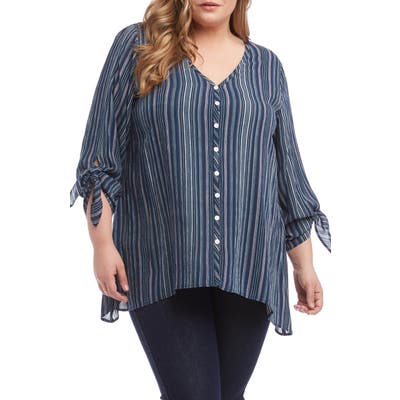 Plus Size Karen Kane Tie Sleeve Top, Blue