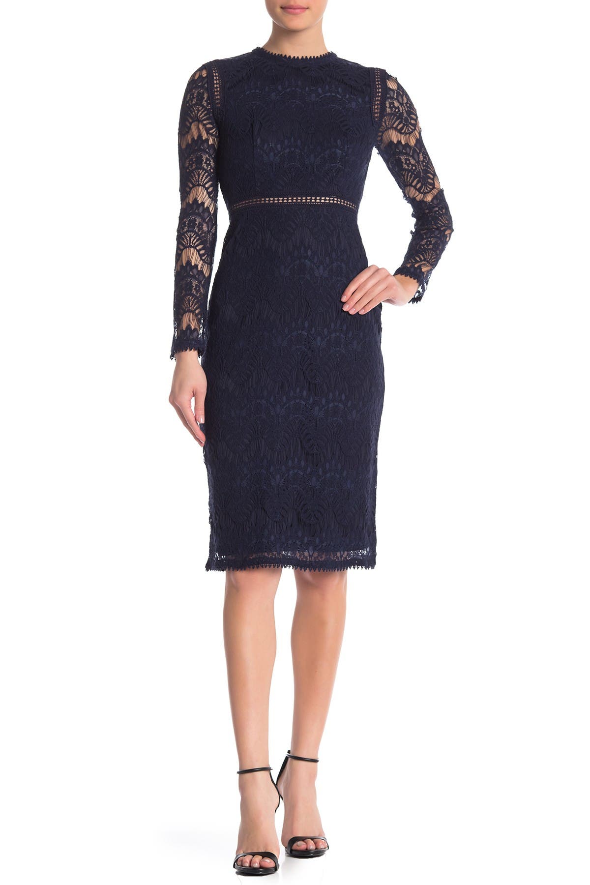 love by design lace long sleeve midi dress