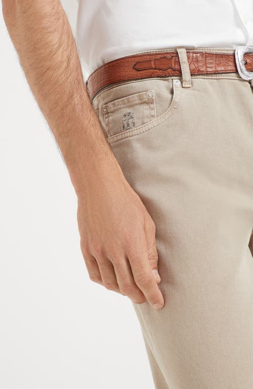 Shop Brunello Cucinelli Dyed Denim Trousers In Light Brown