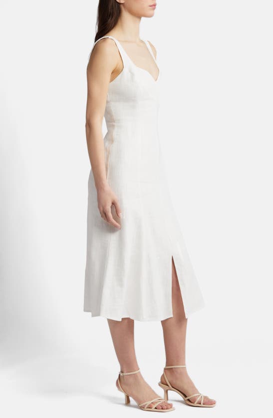 Shop Du Paradis Sleeveless Linen Midi Dress In White Linen