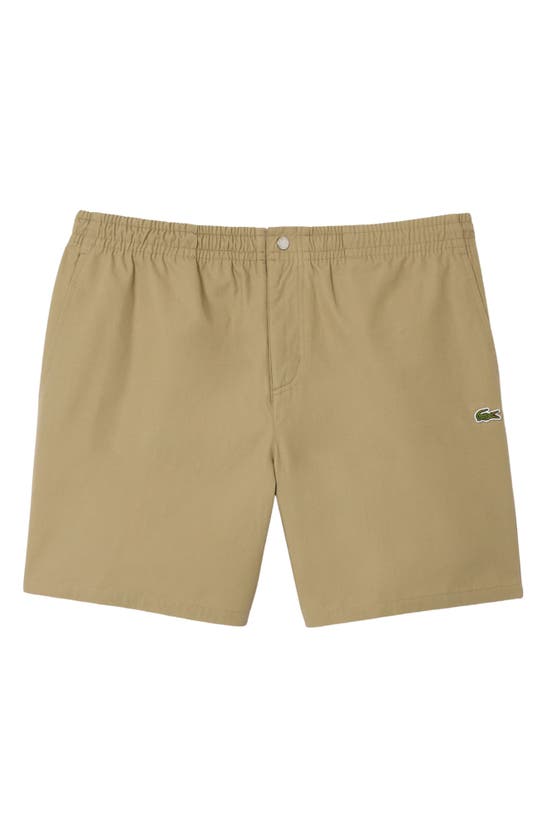 Shop Lacoste Relaxed Cotton Twill Shorts In Cb8 Lion