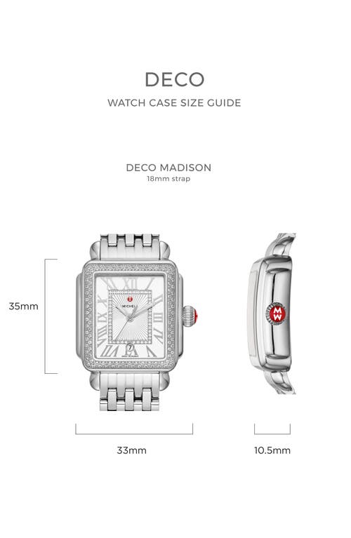 Shop Michele Deco Mid Diamond Dial Bracelet Watch, 29mm In Silver/white