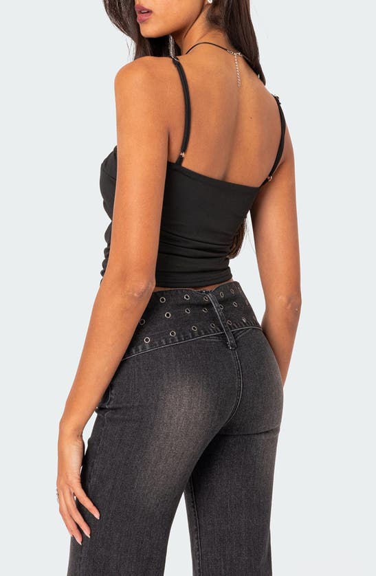 Edikted Twist Front Cutout Crop Top In Black