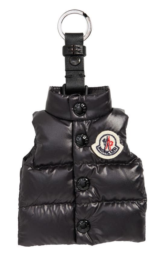 Shop Moncler Puffer Vest Key Ring In Black