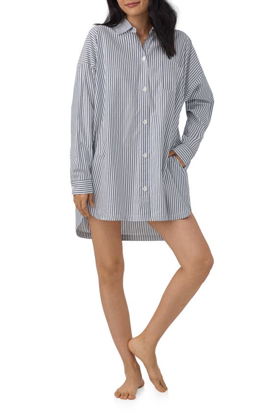 Shop Bedhead Pajamas Ballet Stripe Organic Cotton Sleepshirt In Blue South Shore Stripe