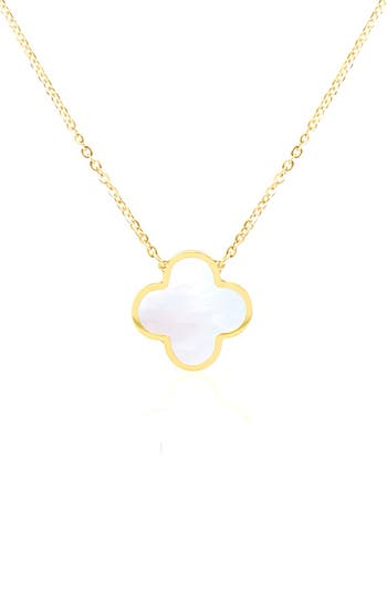 Gabi Rielle Clover Pendant Necklace In Gold/pearl