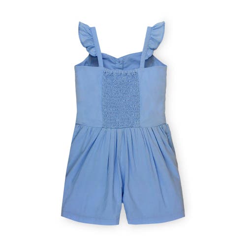 Hope & Henry Baby Girls' Flutter Button Front Romper, Infant In Cornflower Blue