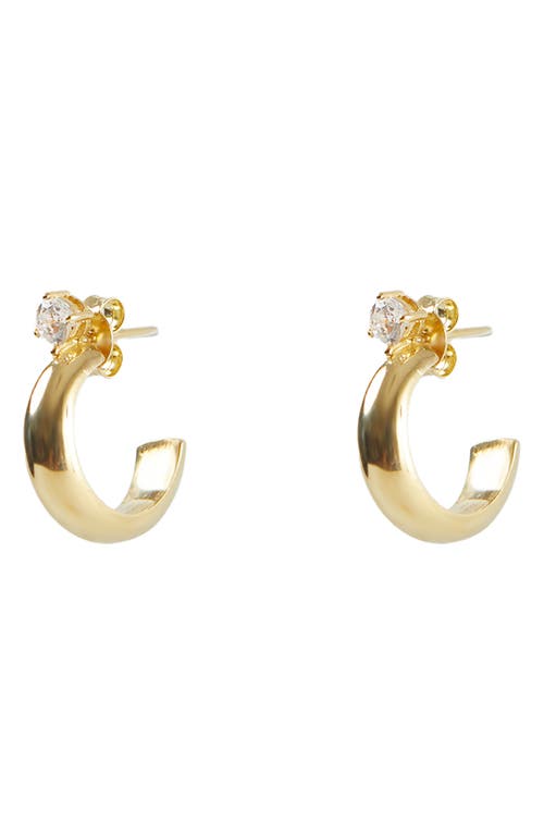 Cubic Zirconia Huggie Hoop Earrings in Gold