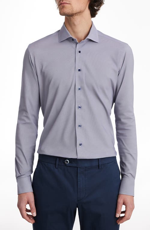 Shop Emanuel Berg Modern Fit 4flex Knit Dress Shirt In Navy