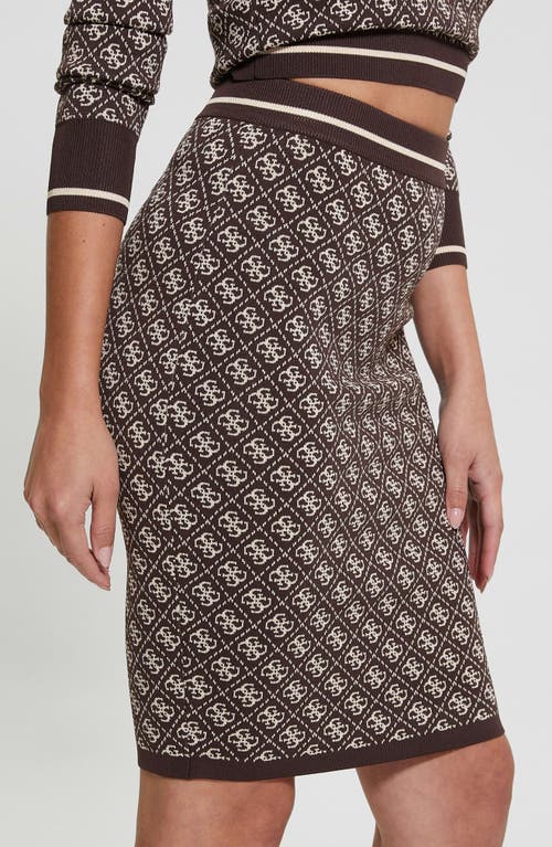 Guess Women's Lise 4g-logo Pull-on Sweater Skirt In Dark Coffee Biscotti Combo