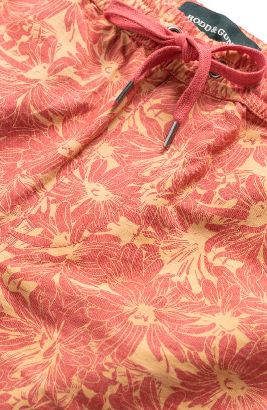 Shop Rodd & Gunn Main Beach Floral Stretch Cotton Drawstring Shorts In Sunset