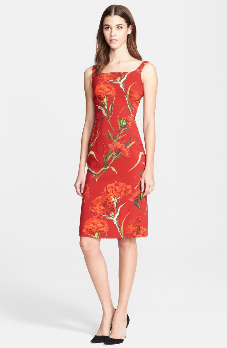 Dolce&Gabbana Carnation Print Cady Sheath Dress | Nordstrom