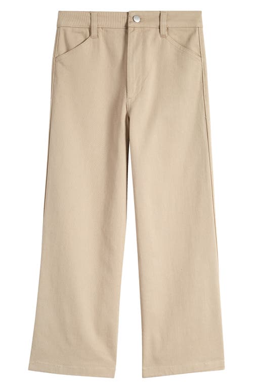 Shop Nordstrom Kids' Stretch Twill Crop Wide Leg Pants In Beige Hummus