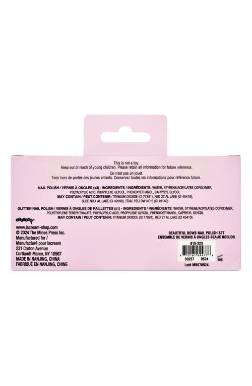 Iscream Kids' Beautiful Bows Assorted 4-pack Nail Polishes In Pink