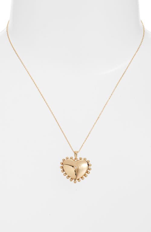 Shop Anzie Mini Dew Drop Heart Locket Necklace In Gold/diamond