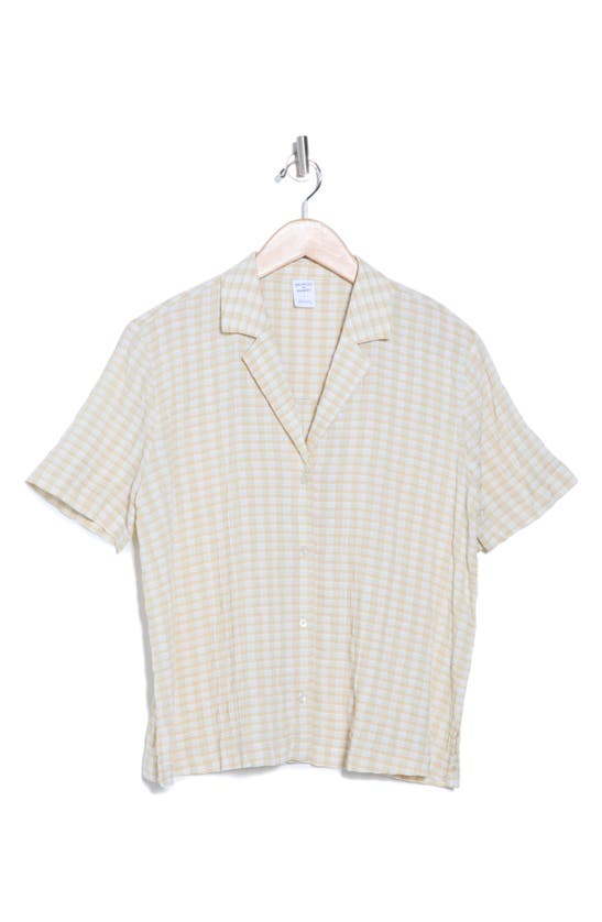Shop Melrose And Market Crinkle Plaid Camp Shirt In Ivory- Beige Evie Plaid