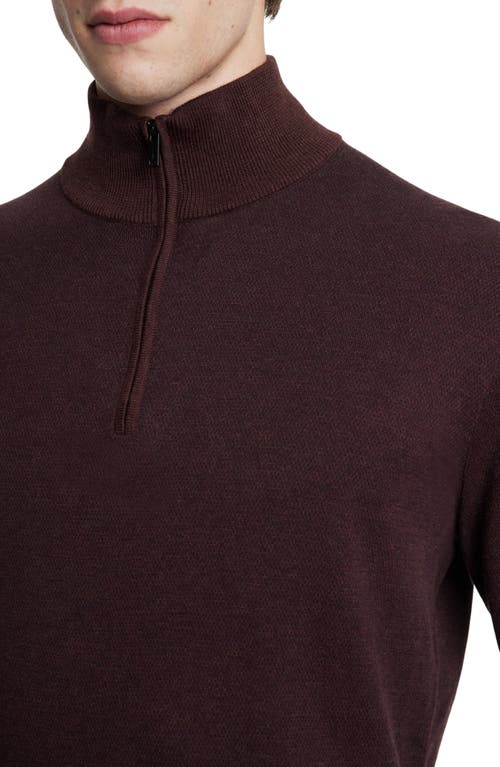 Shop John Varvatos Grand Birdseye Half-zip Cotton & Cashmere Pullover In Oxblood