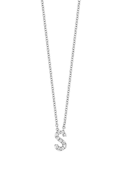 Bony Levy 18k Gold Pavé Diamond Initial Pendant Necklace in White Gold - S