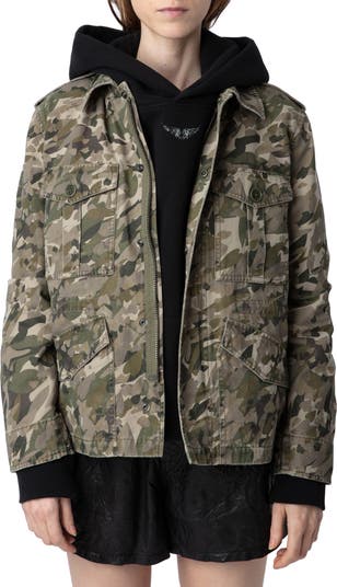 Zadig Voltaire Krisa Cotton Canvas Camo Jacket Nordstrom