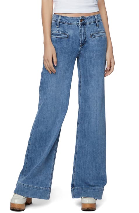 Jeans anchos con botón  Wide leg jeans, Denim fashion, Wide leg denim