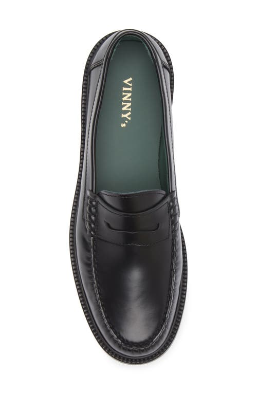 Vinny's Yardee Penny Loafer In Black Polido Leather
