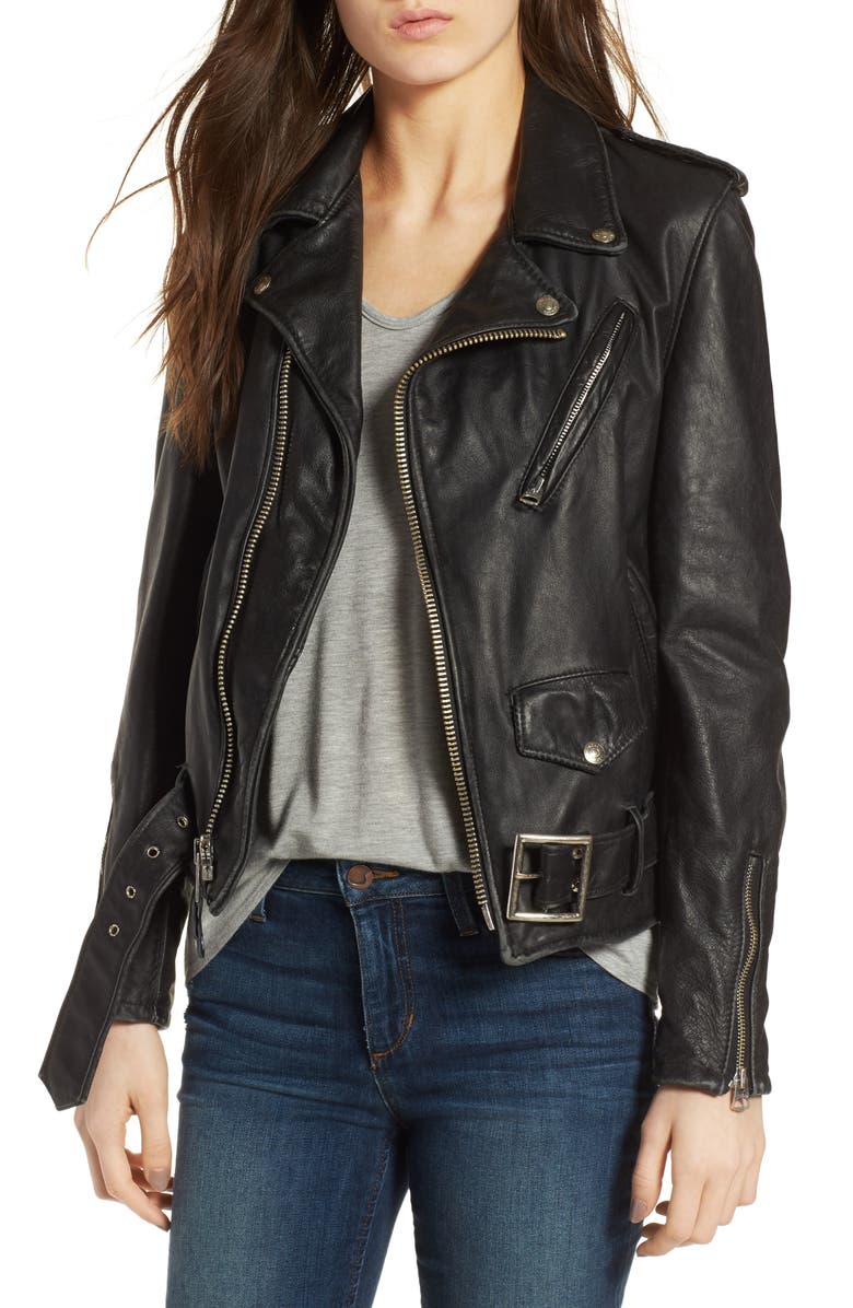 Schott NYC Boyfriend Leather Jacket | Nordstrom