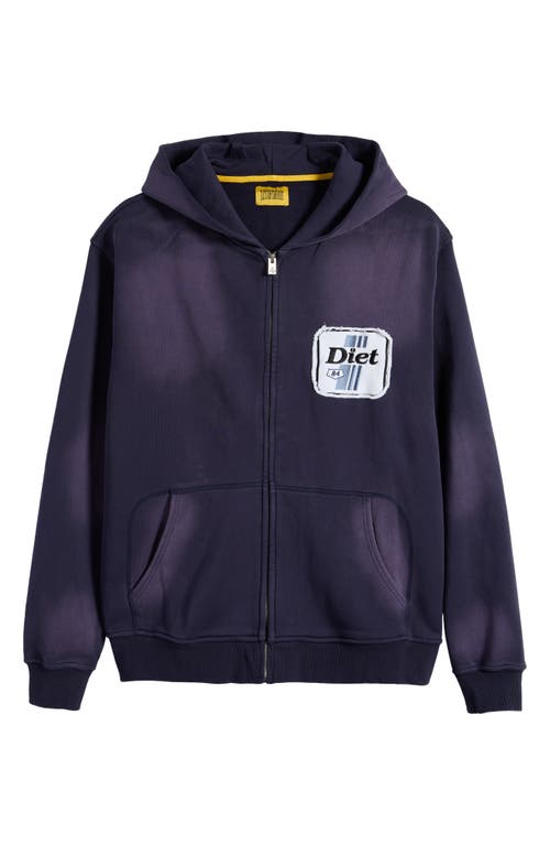 Shop Diet Starts Monday Rig Logo Patch Cotton French Terry Zip Hoodie In Vintage Navy