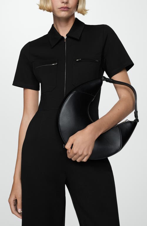 Mango Pocket Wide Leg Jumpsuit In Black