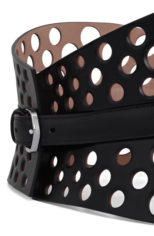 Shop Alaïa Neo Perforated Leather Corset Belt In Noir