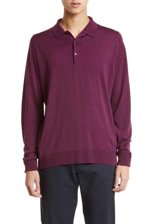 John Smedley Men's Cotswold Wool Polo Sweater in Pigment Purple