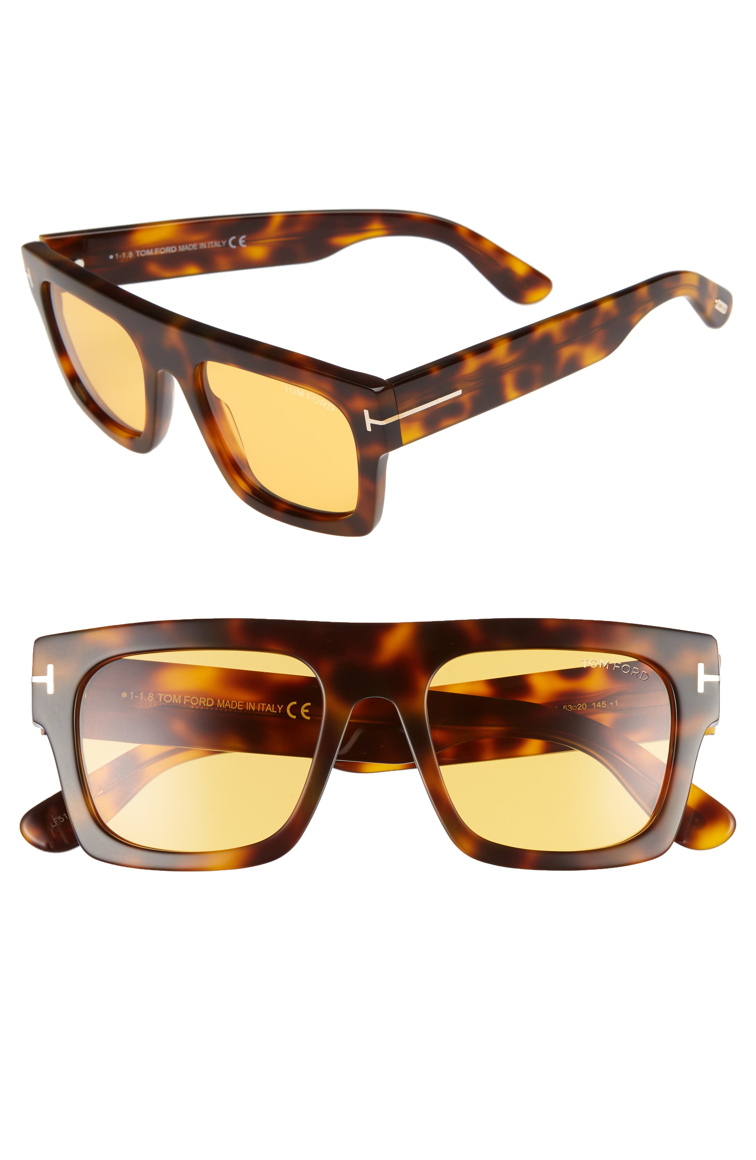 UPC 889214029638 product image for Women's Tom Ford Fausto 53Mm Flat Top Sunglasses - Shiny Havana/ Brown | upcitemdb.com