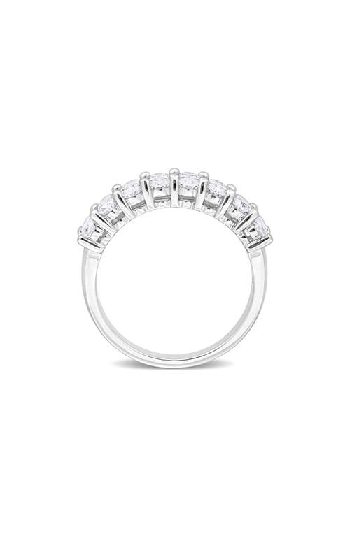 Delmar Sterling Silver Created Moissanite Oval Band Ring In White/silver