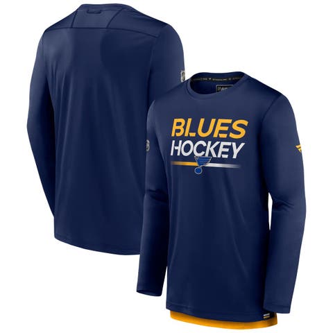 ST LOUIS BLUES Sewn Logo Men Navy Gold V Neck Hockey Sweatshirt Jersey 2XL  NHL