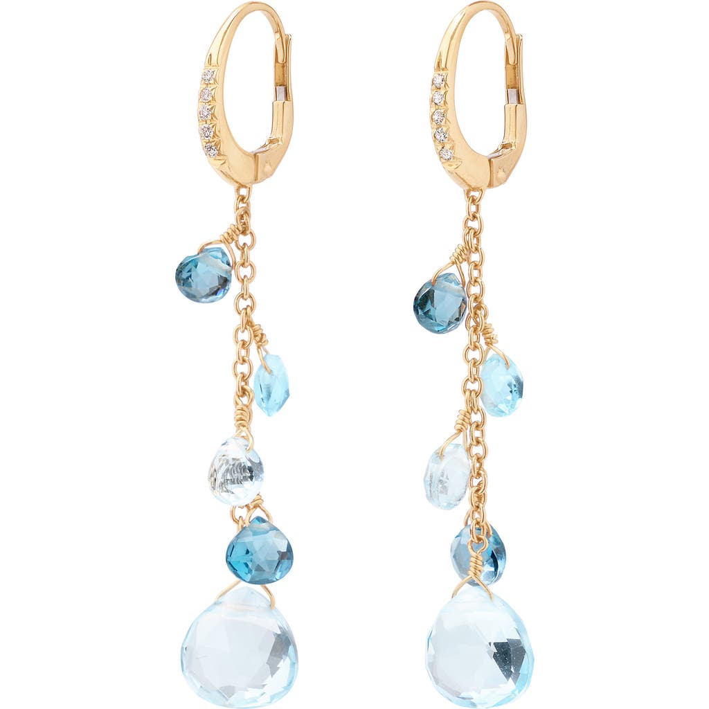 Marco Bicego 18k Yellow Gold Paradise Topaz London Blue Topaz, Swiss Blue Topaz & Diamond Leverback Drop Earrings In 18k Yellow Gold