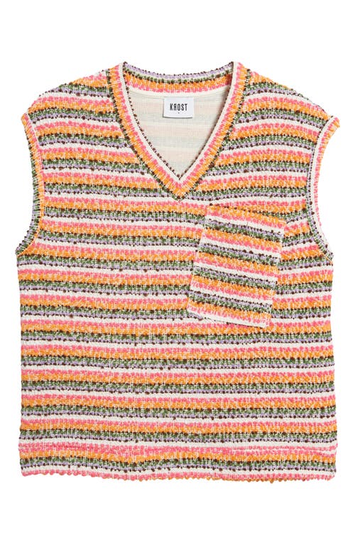 Shop Krost Crushed Sand Sweater Vest In Orange Coral Multi