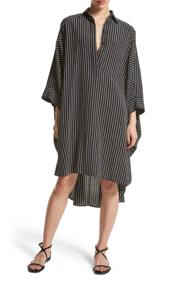 Michael Kors Collection Stripe Oversize Dolman Sleeve Silk Shirtdress |  Nordstrom