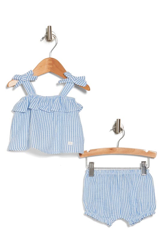 Shop 7 For All Mankind Cotton Seersucker Tank & Shorts Set In Light Blue