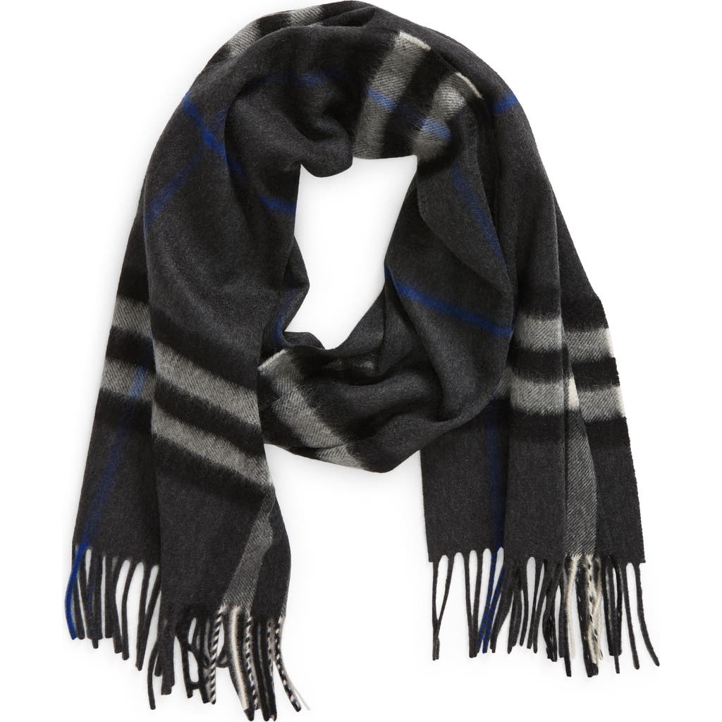 Burberry Giant Icon Check Cashmere Scarf In Dark Charcoal