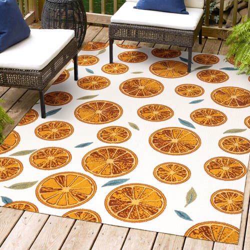 Jonathan Y Aranciata Citrus Slice High-low Indoor/outdoor Area Rug In Orange/cream