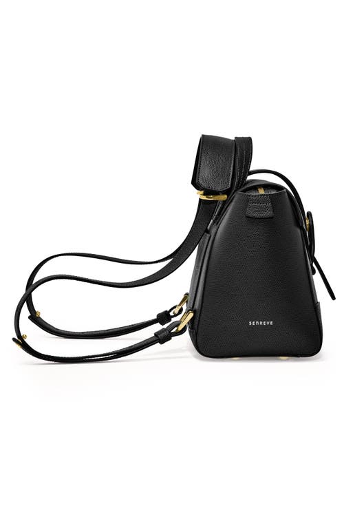 Senreve Mini Maestra Pebbled Leather 4-way Convertible Handbag In Noir