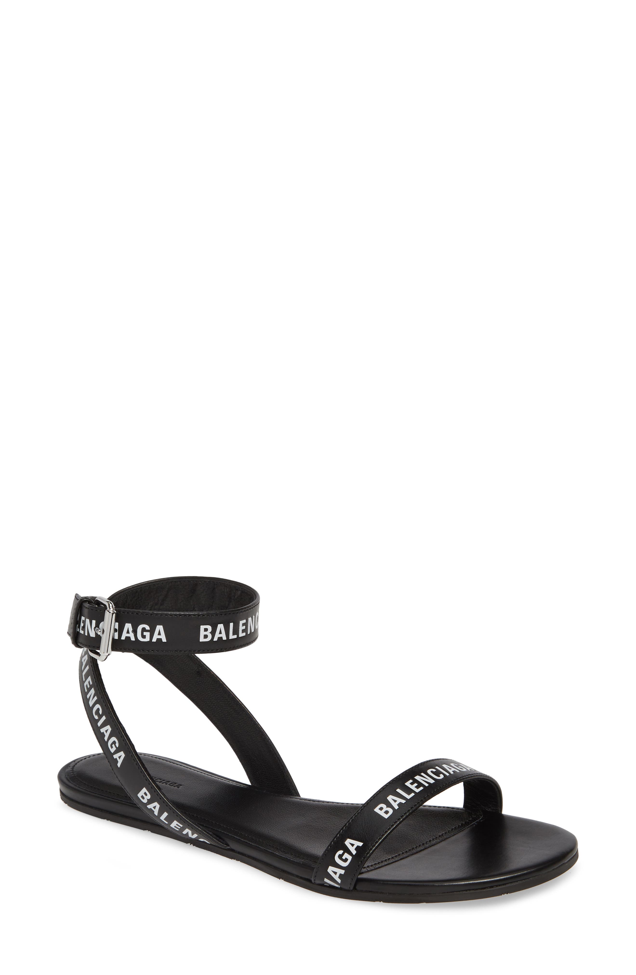 Balenciaga Logo Ankle Strap Sandal 