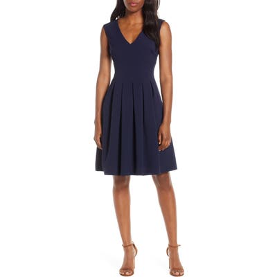 Petite Harper Rose Sleeveless Crepe Fit & Flare Dress, Blue